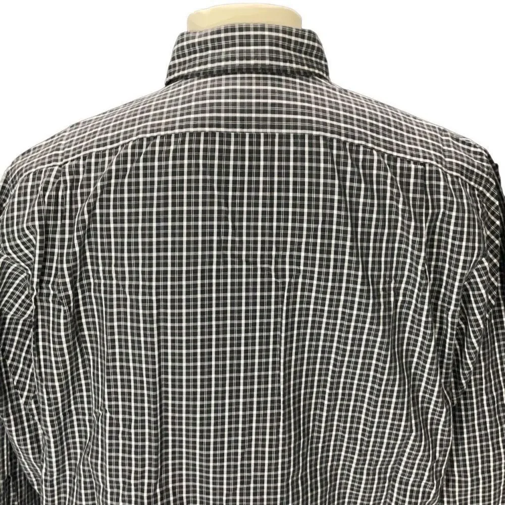 Polo Ralph Lauren Black white Check Button Front New Lowell Fine 2 ply 80s Sz XL